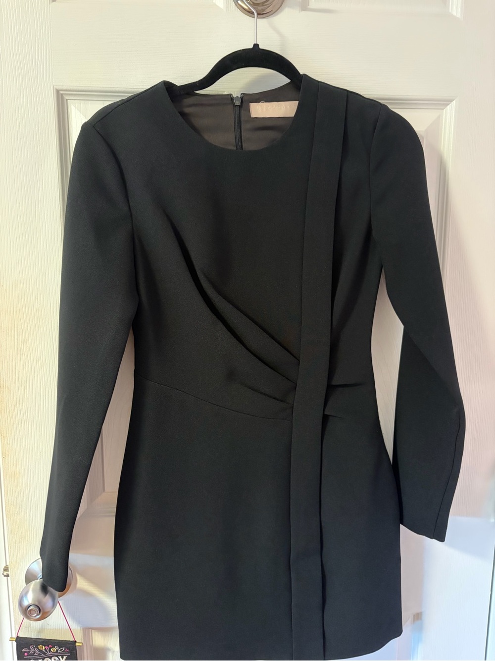 KEEPSAKE the Label Black Long-Sleeve Draped Sheath Dress